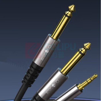 秋叶原 CHOSEAL 3.5mm转双6.5mm音频线 6.35大二芯一分二转接线 6.35 2米 