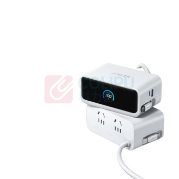 安克 ANKER 100W多口氮化镓桌面充电器 A91C8 插排+充电器+70cm伸缩快充线 (白色)