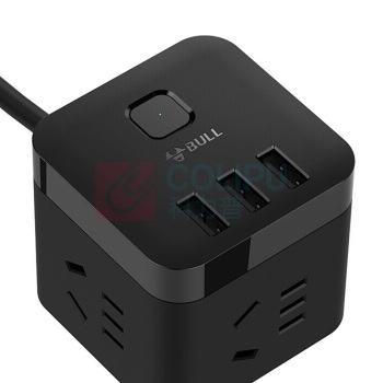 公牛 BULL 魔方智能USB插座 GN-U303H 总控3位五孔+3USB 3米 (黑色) 10007518