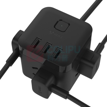 公牛 BULL 魔方智能USB插座 GN-U303H 总控3位五孔+3USB 3米 (黑色) 10007518