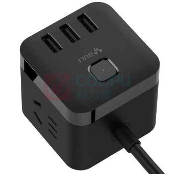 公牛 BULL 魔方智能USB插座 GN-U303H 总控3位五孔+3USB 3米 (黑色) 10007518