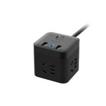 公牛 BULL 20W PD苹果快充魔方插座 GNV-UU2203H 总控3位五孔+1Type-C+2USB 1.5米 (黑色) 10007495