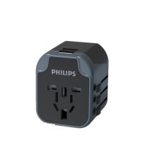 飞利浦 PHILIPS 全球通用旅行转换插头/英标欧标美标澳标日本多功能插头转换器 SPB1001A 2USB接口 (黑色)