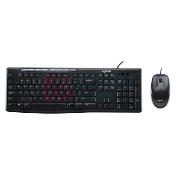 罗技 Logitech 有线鼠标键盘套装 MK200 (黑色)