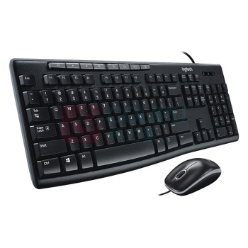 罗技 Logitech 有线鼠标键盘套装 MK200 (黑色)