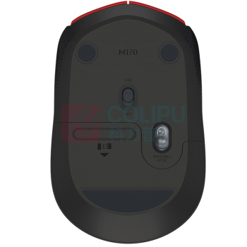 罗技 Logitech 无线鼠标 M170 带2.4G接收器-USB (红色)