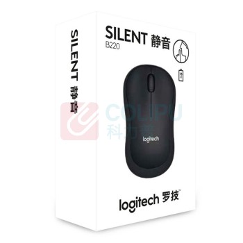 罗技 Logitech 无线鼠标 B220 带2.4G接收器-USB (黑色) 静音