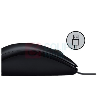 罗技 Logitech 有线鼠标 B100 有线+USB (黑色)