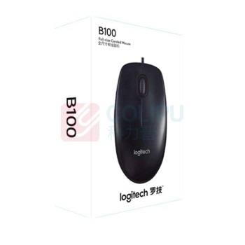 罗技 Logitech 有线鼠标 B100 有线+USB (黑色)