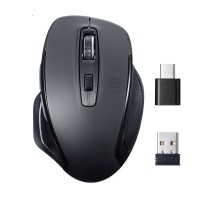 山业 SANWA SUPPLY 静音蓝光无线鼠标 手机鼠标 MA-WBLC169BK Type-C+USB (黑色)