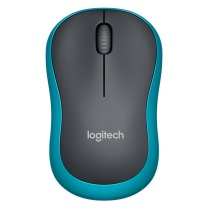 罗技 Logitech 无线鼠标 M185 带2.4G接收器-USB (黑色蓝边)