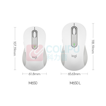 罗技 Logitech 无线蓝牙鼠标 M650L 大手型 (白色)