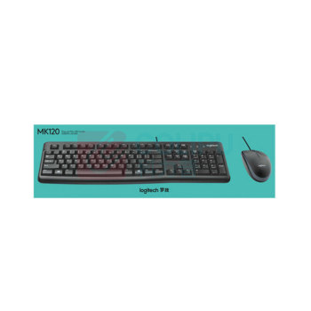 罗技 Logitech 鼠标键盘 MK120  有线键鼠套装 办公键鼠套装 电脑键盘 USB即插即用 全尺寸(黑色)