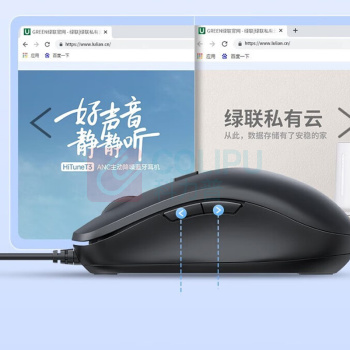 绿联 UGREEN 人体工学USB有线鼠标(DPI可调)USB线连接 MU002 