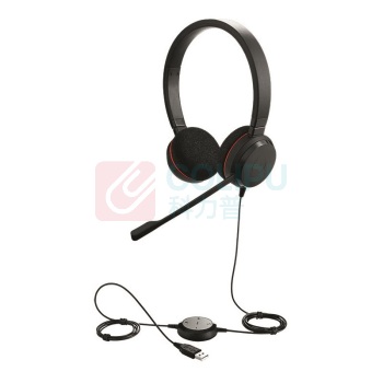 捷波朗 统一通信耳麦 EVOLVE 20 MS Stereo 双耳 USB接口 可调音量/闭音/挂接/降噪 微软认证