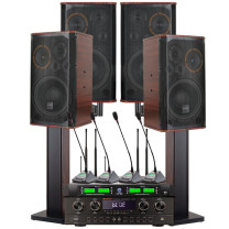 山水 sansui 会议室组合娱乐系统一拖四全套音响 SQ101  专业10吋四只+四通道功放+一拖四议话筒)