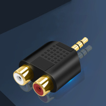 一叶兰 DC3.5公转双莲花母头音频转接头线 3.5mm 一分二2RCA母转换插头