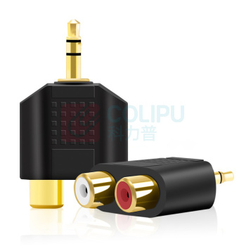 一叶兰 DC3.5公转双莲花母头音频转接头线 3.5mm 一分二2RCA母转换插头
