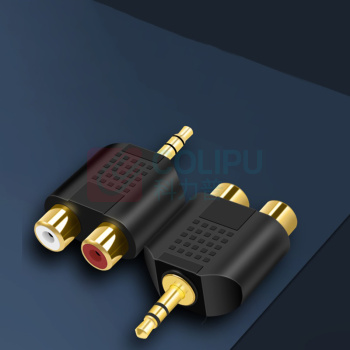 一叶兰 DC3.5公转双莲花母头音频转接头线 3.5mm 一分二2RCA母转换插头