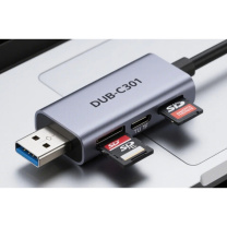 友讯 D-Link C型口转换器 DUBC301 C型口转三合一端口 输入:USBCx1 ,输出:SD 卡槽x1,CF卡槽X1,MS卡槽x1