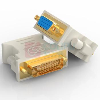 毕亚兹 DVI公转VGA母转接头 DVI-I/DVI24+5高清转换器连接线 TT1 (白)