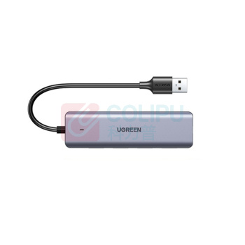 绿联 UGREEN USB3.0分线器 50985 CM219 (深空灰) 高速4口HUB扩展坞转换器 台式机笔记本电脑一拖四集线器带电源接口延长线