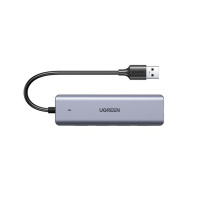 绿联 UGREEN USB3.0分线器 50985 CM219 (深空灰) 高速4口HUB扩展坞转换器 台式机笔记本电脑一拖四集线器带电源接口延长线