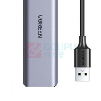 绿联 UGREEN USB3.0分线器 50985 CM219 (深空灰) 高速4口HUB扩展坞转换器 台式机笔记本电脑一拖四集线器带电源接口延长线