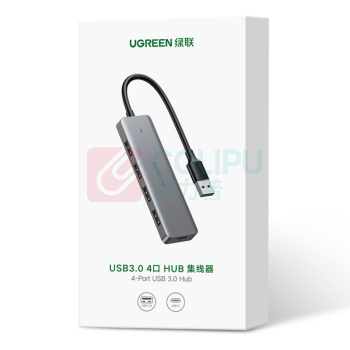 绿联 UGREEN USB3.0分线器 50985 CM219 (深空灰) 高速4口HUB扩展坞转换器 台式机笔记本电脑一拖四集线器带电源接口延长线