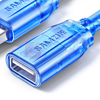 山泽 SAMZHE USB延长线usb2.0数据连接线公对母 BL-915 1.5米 AM/AF电脑U盘鼠标键盘读卡器加长线透明蓝
