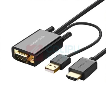 绿联 UGREEN 转换器 VGA转HDMI高清线转换器 带音频视频转接头线 30840 MM120 2米 (黑色)
