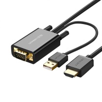 绿联 UGREEN 转换器 VGA转HDMI高清线转换器 带音频视频转接头线 30840 MM120 2米 (黑色)