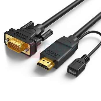 绿联 UGREEN HDMI转VGA线公对公圆线 30449 1.5米 (黑色)