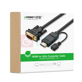 绿联 UGREEN HDMI转VGA线公对公圆线 30449 1.5米 (黑色)