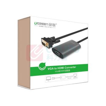 绿联 UGREEN VGA转HDMI转换器 40264 MM110 0.5米 (黑色)