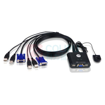 ATEN 宏正 KVM切换器2口VGA视频切屏器 CS22U 2进1出 2端口带线式USB