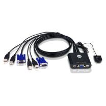 ATEN 宏正 KVM切换器2口VGA视频切屏器 CS22U 2进1出 2端口带线式USB
