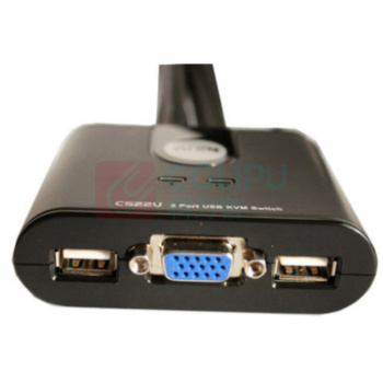 ATEN 宏正 KVM切换器2口VGA视频切屏器 CS22U 2进1出 2端口带线式USB