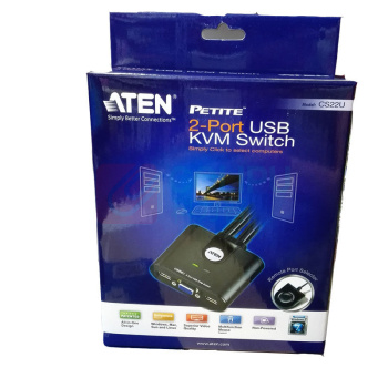 ATEN 宏正 KVM切换器2口VGA视频切屏器 CS22U 2进1出 2端口带线式USB