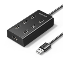绿联 UGREEN USB集线器 7口 USB2.0 带电源接口 30374 CR130 1米 (黑色)