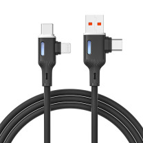 领臣 LINGCHEN 四合一数据线16pro充电线Type-C快充PD60W多功能车载适用iPhone15/14安卓手机 LC-517 (黑色)