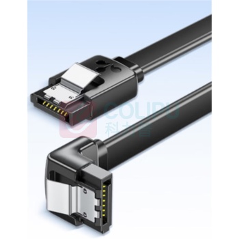 山泽 SAMZHE 高速SATA3.0硬盘数据连接线 WZT05 0.5米弯对直, 双通道 (雅尊黑) 硬盘装机线系列