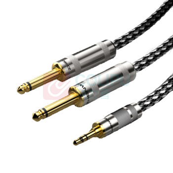 臻威 3.5mm转双6.5mm音频线 ZW-YPX631 6.35大二芯一分二转接线 20米
