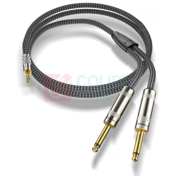 臻威 3.5mm转双6.5mm音频线 ZW-YPX631 6.35大二芯一分二转接线 20米