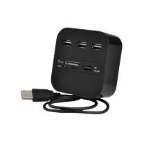 酷比客 L-CUBIC USB2.0集线器 LCHC01BK 3口 (黑色) 带读卡器