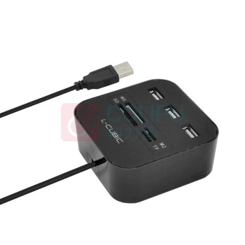 酷比客 L-CUBIC USB2.0集线器 LCHC01BK 3口 (黑色) 带读卡器