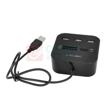 酷比客 L-CUBIC USB2.0集线器 LCHC01BK 3口 (黑色) 带读卡器