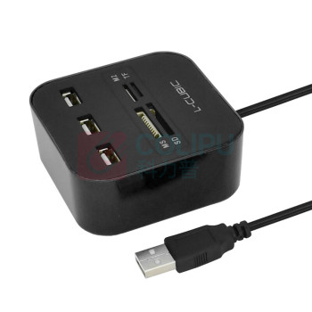 酷比客 L-CUBIC USB2.0集线器 LCHC01BK 3口 (黑色) 带读卡器