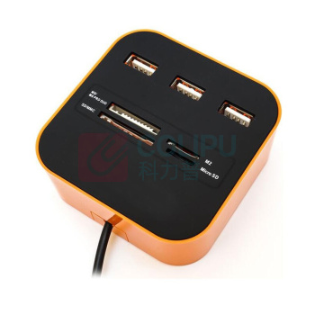 酷比客 L-CUBIC USB2.0集线器 LCHC01OR 3口 (橙色) 带读卡器
