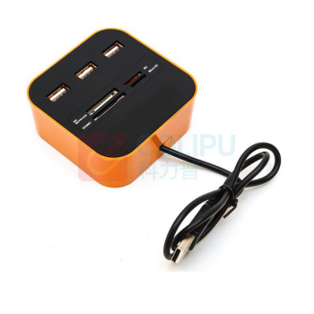 酷比客 L-CUBIC USB2.0集线器 LCHC01OR 3口 (橙色) 带读卡器